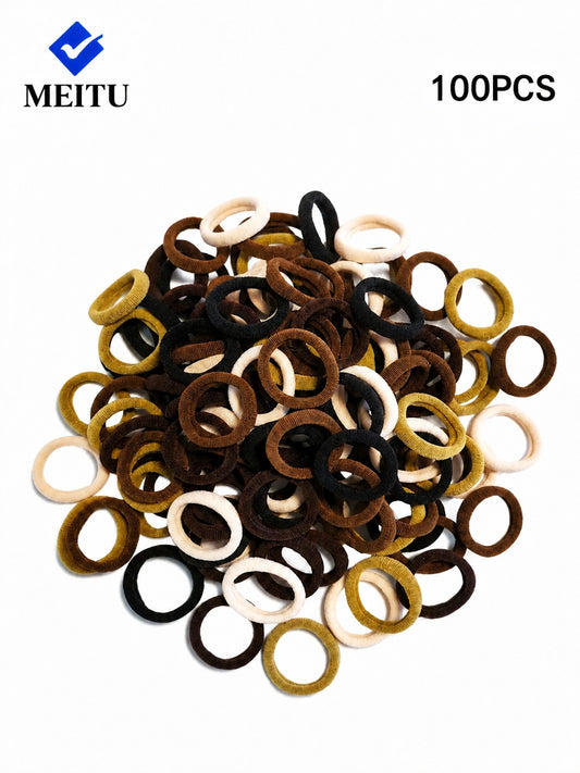 MEITU 100PCS Mini Elastic Hair Ties for Kids, 5 Colors, 2cm