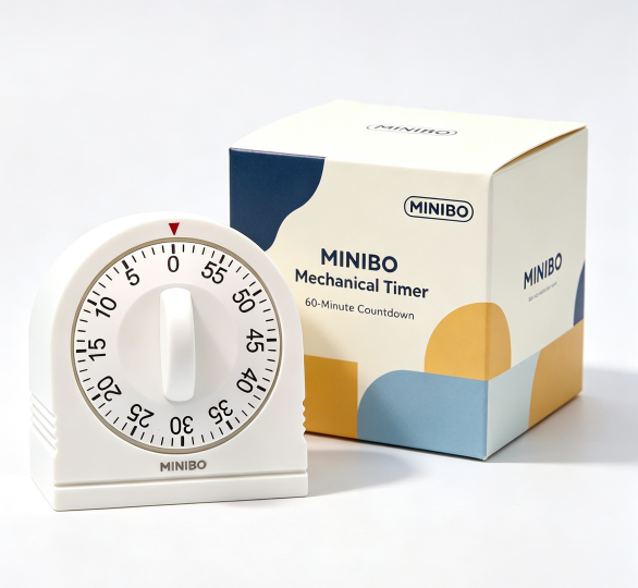 MINIBO Mechanical Kitchen Timer, 60 Minutes Manual Wind Up Countdown Timer, Classic Semicircle Mechanical Timer for Cooking Classroom Home Study Wholesale