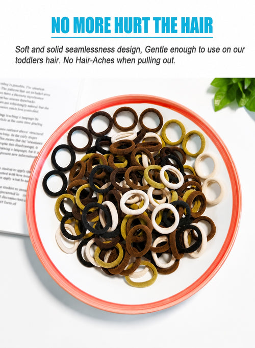 MEITU 100PCS Mini Elastic Hair Ties for Kids, 5 Colors, 2cm