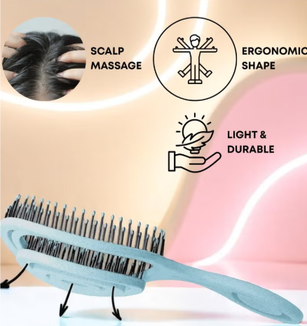 MINIBO Eco-Friendly Detangling Hair Brush for Women, Children, Men - Gentle on Hair and Scalp - Ideal for Straight, Curly & Wet Hair in Beige, Pink, Blue and Black