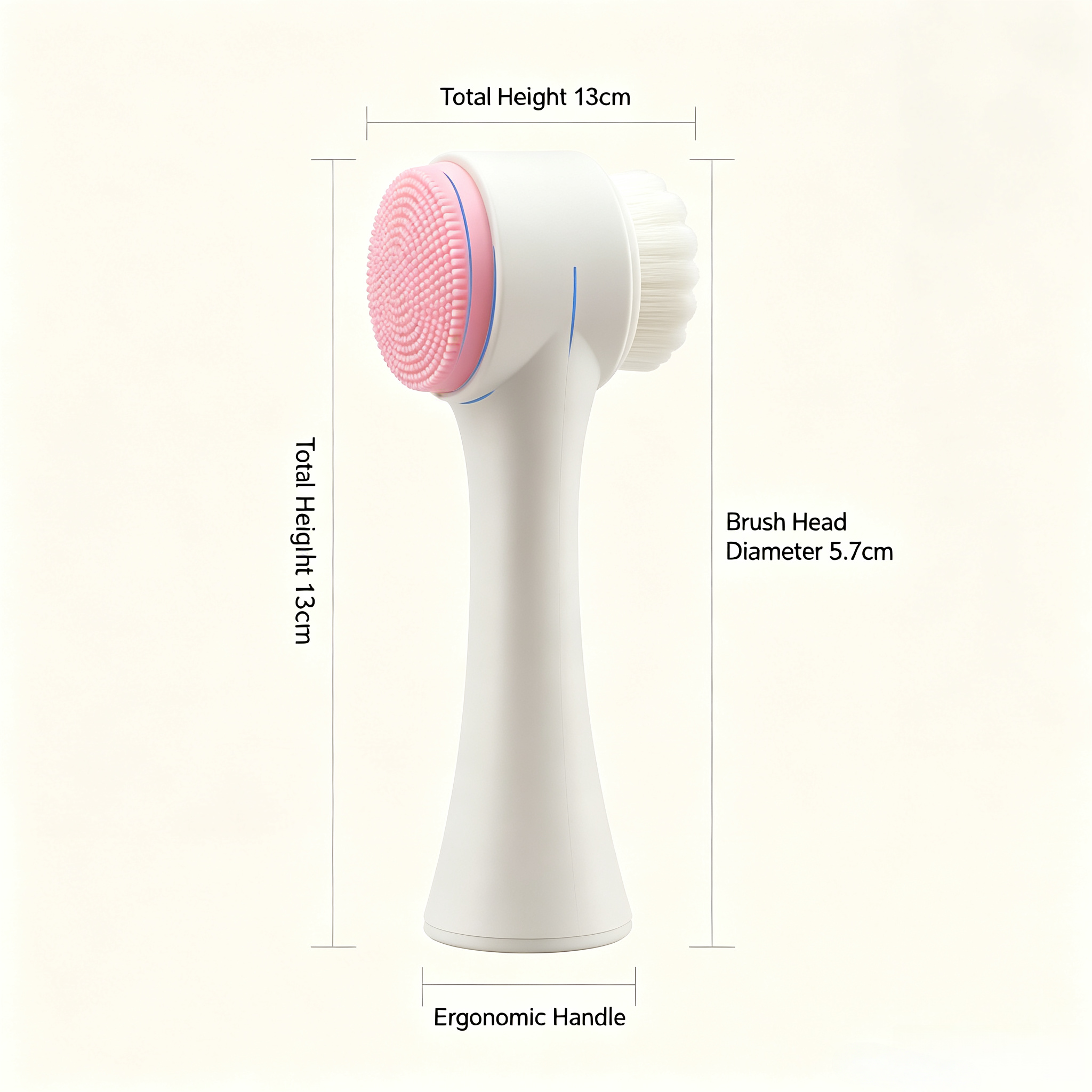 MINIBO Double Sided Facial Cleansing Brush, 2-in-1 Soft Silicone Massager & Micro Fiber Exfoliating Brush, Manual Deep Pore Face Wash Tool for Sensitive Skin Skincare